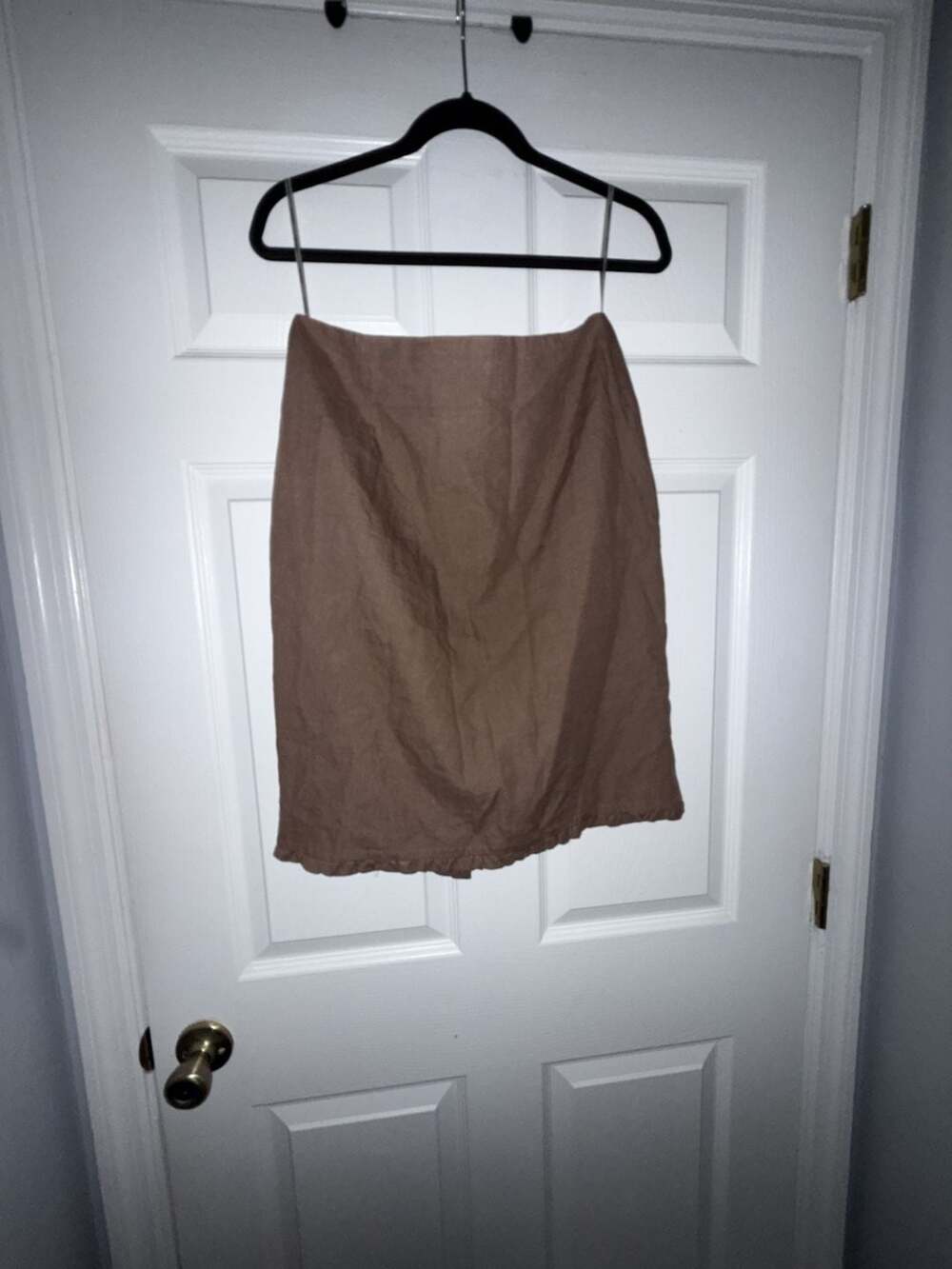 Kay Unger New York Brown Linen Pencil Skirt with Back Vent Size 10